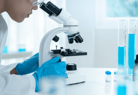 Medical professional performing in-house lab tests with modern equipment