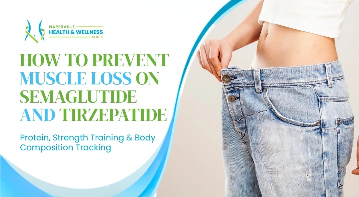 Naperville Health & Wellness Clinic banner: how to prevent muscle loss on semaglutide and tirzepatide
